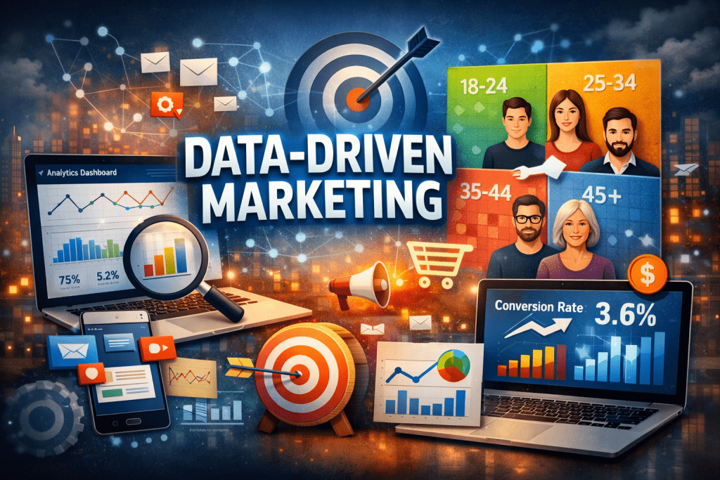 Data-driven marketing is a strategic approach that uses real customer data to guide marketing decisions rather than relying on assumptions or gut instinct.