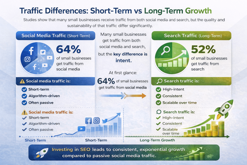 A breakdown of the traffic differences between website vs facebok