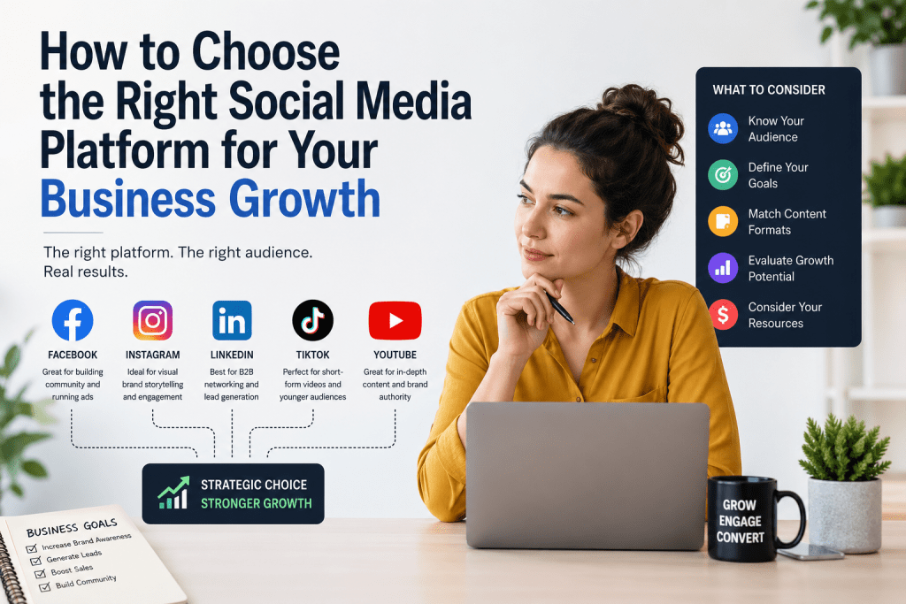 Infographic regarding social media for business growth.